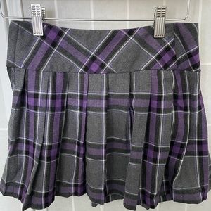 BCX Girls Prep School Plaid Skirt, purple gray, size 10.